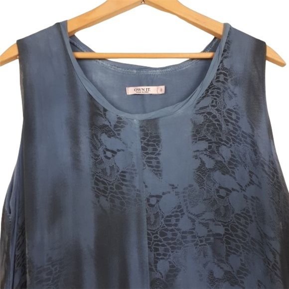 Blue Silk Blend Assymetrical Dress Size Medium - Picture 2 of 12